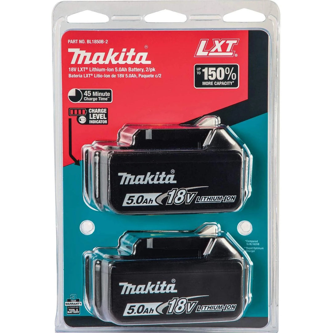 Makita 18V LXT Battery Set – BL1850 5.0Ah (2-Pack, Black)