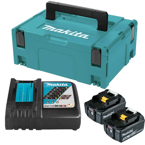 Makita 18V Battery & Fast Charger Set – Carry Case Included | Lightweight & Portable