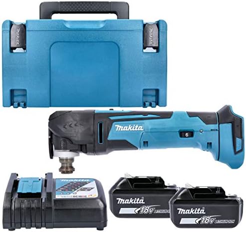 Makita DTM51Z Keyless 18V Multi-Tool + Dual 5Ah Batteries, Charger & Storage Case